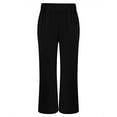 thumbnail image 3 of FUNUONY Lightweight Wide Leg Cropped Pants for Women High Waisted Loose Casual Lounge Travel Work Sweatpants Summer Fashionable Solid Color Loose Cotton Linen Elastic Pleated Wide Leg Pants Black L, 3 of 9