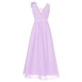 thumbnail image 4 of Alvivi Kids Junior Girl Bridesmaid Wedding Dress Sleeveless V Neck Long A-Line Summer Dresses Lavender 8, 4 of 7