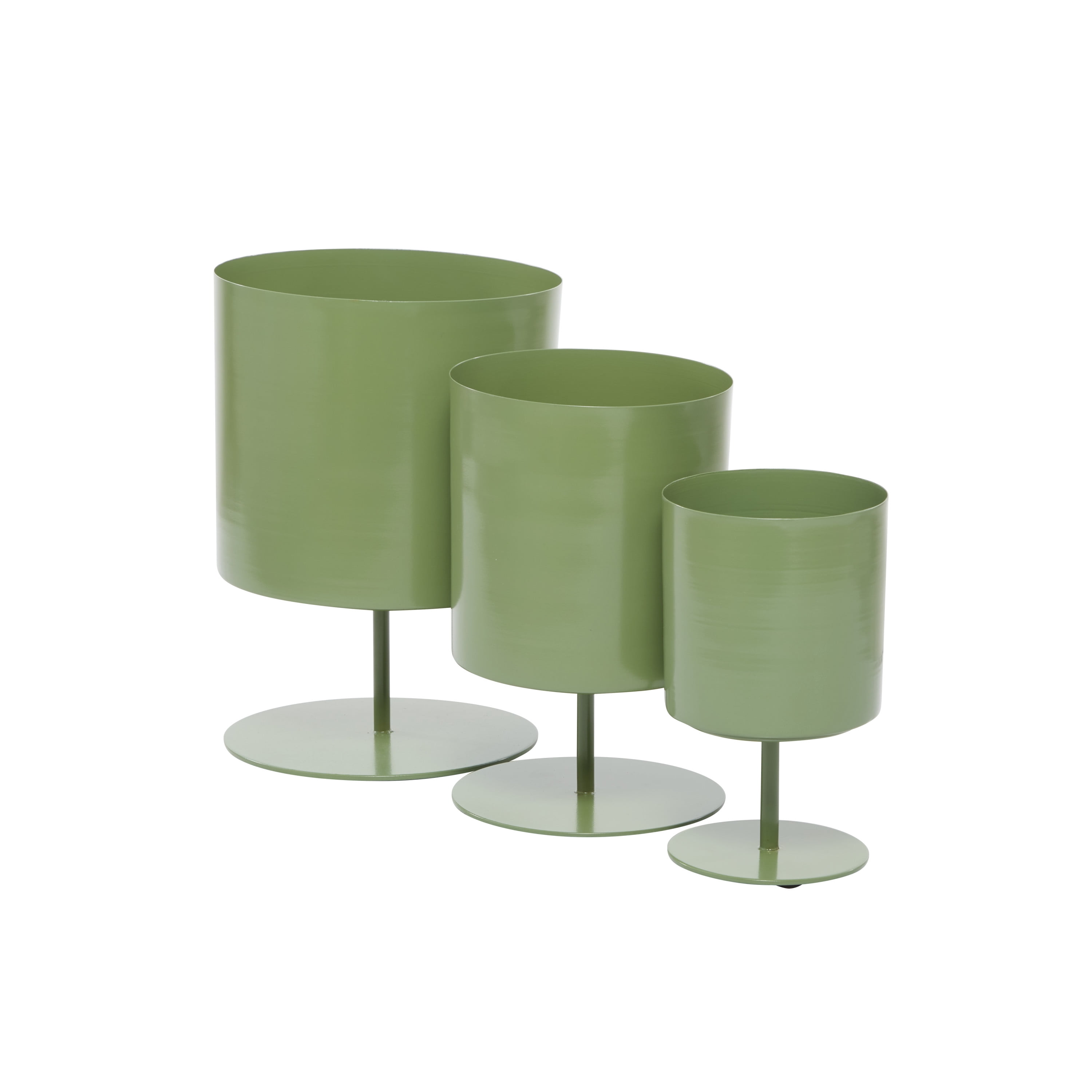 DecMode 14", 13", 10"H Green Metal Planter (3 Count)