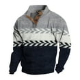 thumbnail image 2 of Men's Flag Print Stand Collar Sweatshirt with 3 Buttons, Outdoor Casual Button Front Pullover for Spring Fall,Navy,L, 2 of 6