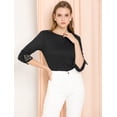 thumbnail image 3 of INSPIRE CHIC Blusa Cuello Redondo Manga Larga Estampado Animal Pu?o De Botón Para Mujer Negro S, 3 of 6