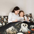 thumbnail image 4 of Feelyou Hippie Halloween Ghost Full Size Comforter Sets, Orange Bohe,ian Floral Bedding Comforter Set,, Black Reversible, 3-Piece, 1 Comforter and 2 Pillowcases, 4 of 7