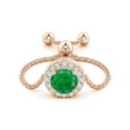thumbnail image 2 of Angara Natural 0.45 Ct. Emerald with Diamond Halo Ring in 14K Rose Gold for Women (Ring Size: 3), 2 of 9