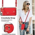 thumbnail image 6 of Phone Case for iPhone 7plus 8plus 7/8 Plus Wallet Cover with Screen Protector Ring Stand Card Holder Slot Crossbody Strap Lanyard Leather Cell i Phone7s 7s + 7+ 8s 8+ Phones8 7p 8p Women Girls Red, 6 of 7