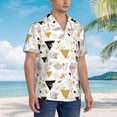 thumbnail image 3 of Logiee Geometric Triangle Print Mens Hawaiian Shirts,Loose-Fit Short Sleeve Button Down Tropical Aloha Beach Shirt,Summer Vacation Wedding Tops,Small, 3 of 7
