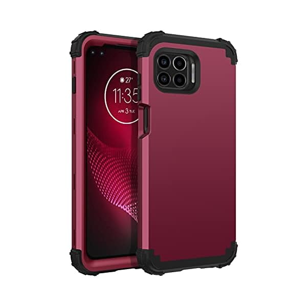wonima11 BENTOBEN Case Compatible with Moto One 5G/Moto G 5G Plus/Moto One 5G UW, 3 Layer Heavy Duty Rugged Shockproof Protective Cover for Motorola Moto One 5G /G 5G Plus/One 5G UW 6.7", Wine Red