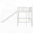 thumbnail image 3 of Twin Size Pine Wood Low Loft Bed with Ladder and Slide, White, Bedroom, 3 of 10