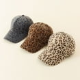 thumbnail image 2 of Yesbay Hook Loop Fasteners Baseball Cap Extended Brim Warm Leopard Print Plush Outdoor Hat for Fall Winter, 2 of 7