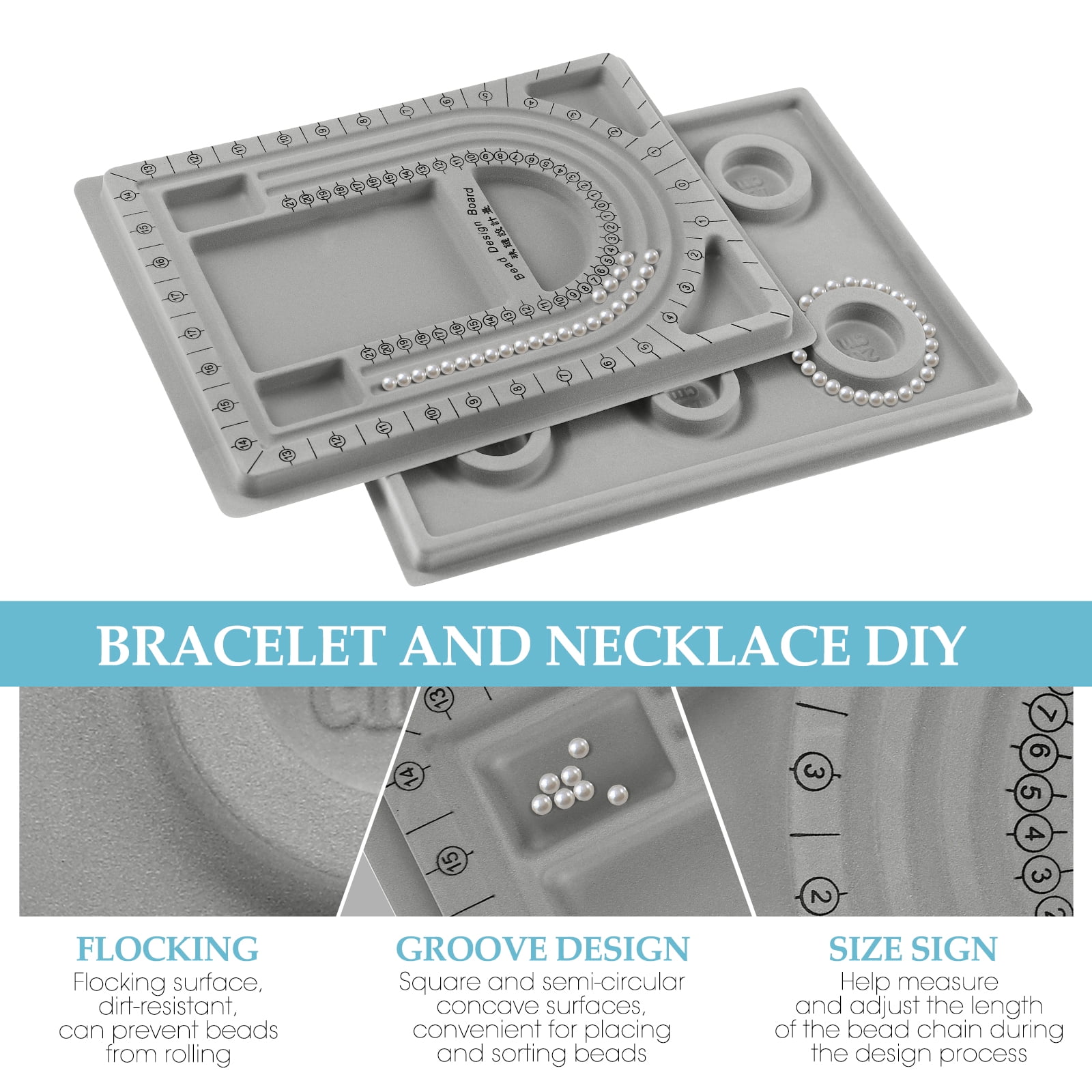 Bracelet Beading Tray Measuring Tool Jewelry Design Tool DIY Necklace Tool  Gray Flocked Bead Board – the best products in the Joom Geek online store