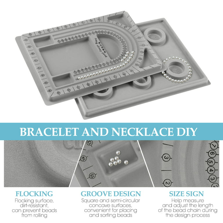 2Pcs Bead Design Board Bracelet Design Board Flocked Bead Board Necklace  Beading Jewelry Organizer Tray DIY Jewelry Making Tray 
