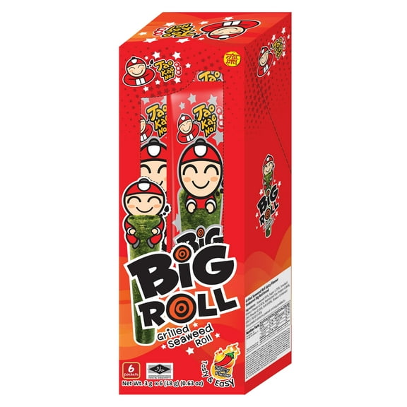 Tao Kae Noi Spicy Flavor Grilled Seaweed Roll Snack, 0.63 oz, 6 Count Box