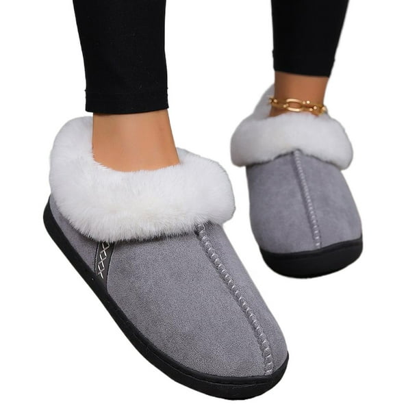 Zapatos Casuales para Casa Cómodas Antideslizantes Con Cuello Borroso Interiores