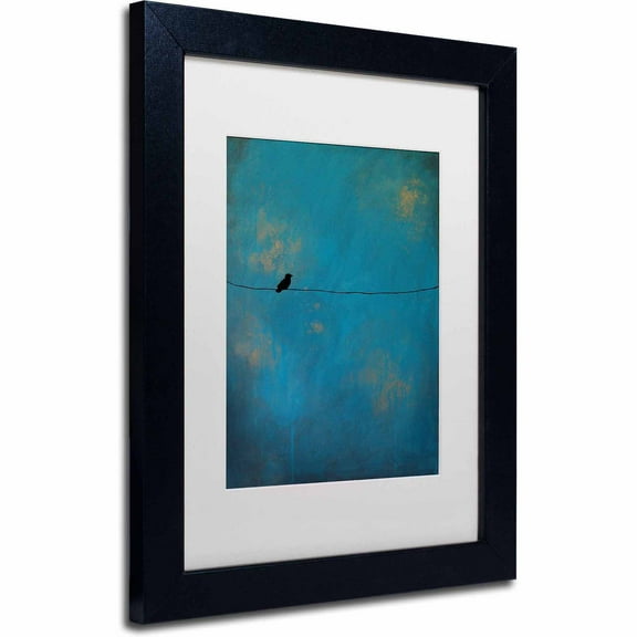 Trademark Fine Art "Lone Bird Blue" Canvas Art by Nicole Dietz, White Matte/Black Frame