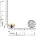 thumbnail image 6 of Gem Stone King 18K Yellow Gold Plated Silver Blue Sapphire and Sky Blue Aquamarine Filigree Style 3 Stone Ring for Women (2.80 Cttw, Oval 8X6MM and 6X4MM) (Size 8), 6 of 6