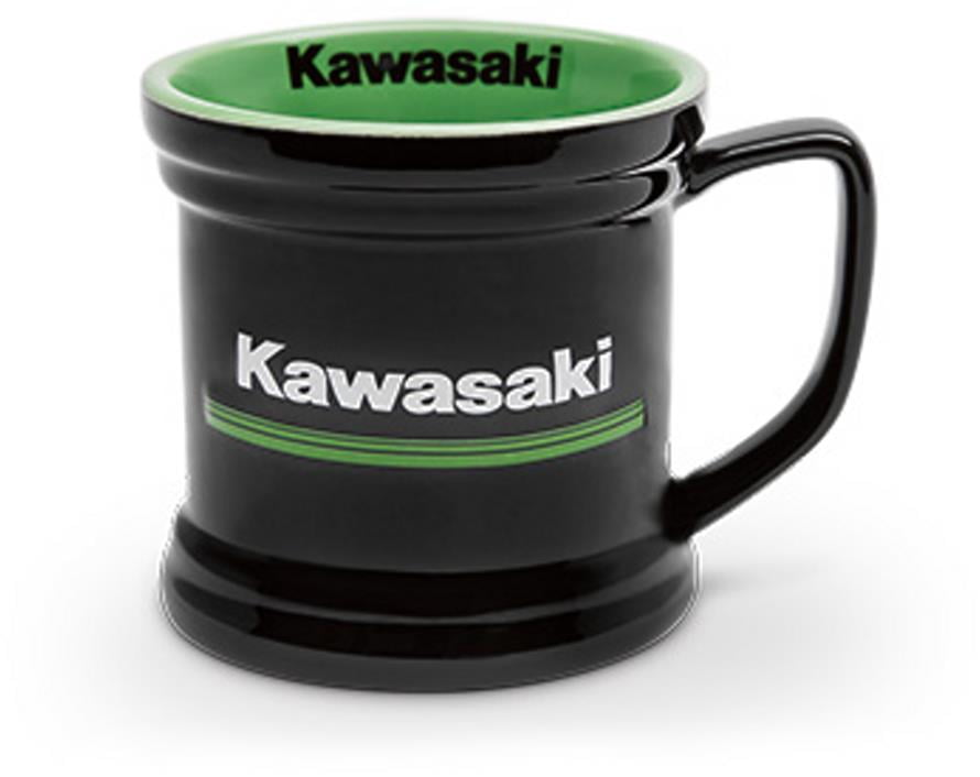 Kawasaki 3 Green Lines 15 Ounce Ceramic Coffee Mug Black Green K069032