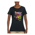 thumbnail image 2 of Cute Colorful Rainbow Cat Animal Lover Womens Graphic T-Shirt, Black, Small, 2 of 3
