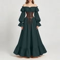 thumbnail image 6 of Renaissance Costume Women Bell Sleeve Off Shoulder Lace up Ruffle Medieval Corset Dress Halloween Costumes, 6 of 6