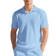 thumbnail image 3 of Waffle Polo Shirts for Men Summer Casual Short Sleeve Collared Relaxed Fit Plain Work Shirts Mens Tees, 3 of 9