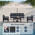thumbnail image 3 of SERWALL 6-Piece Outdoor Patio Conversation Set, HDPE Modular Sofa Set for Porch, Deck & Backyard, All-Weather Patio Furniture, Black Frame with Gray Cushions, 3 of 7