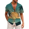 thumbnail image 5 of ZZHZGZ Late July Mens Denim Shirts Long Sleeve Men's Coconut Tree Short Sleeve Shirt Summer Casual 3D Printing Hawaii Short Sleeve Shirts Tops 4Th of July Mens Fitted Tshirts M, 5 of 5
