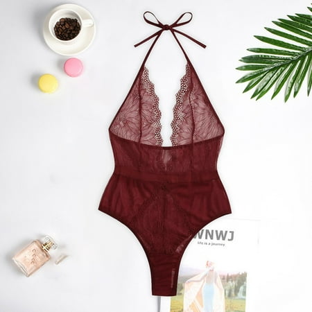 

Coappsuiop Lingerie For Women New Women Lingerie Lace Teddy Deep V Neck Backless Bodysuit Underwear Underwear Women