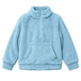thumbnail image 2 of Fancifize Fancifize Half Zip Sherpa Fleece Sweatshirts for Boys Girls, Mock Neck Fuzzy Warm Pullover Tops with Pockets, 3-14 Years, 2 of 7