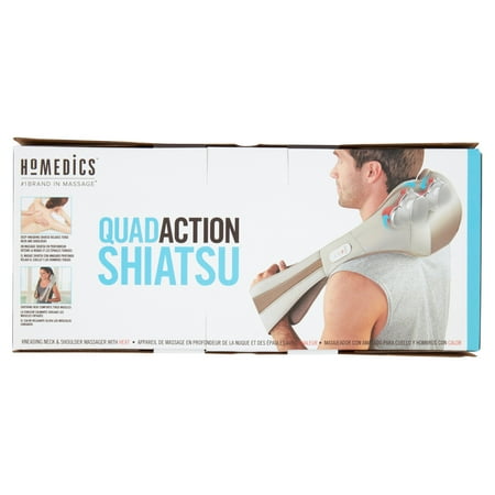 HoMedics Quad-Action Shiatsu Massager fpr Neck & Shoulders with Heat & Kneading, Model NMS-620HB