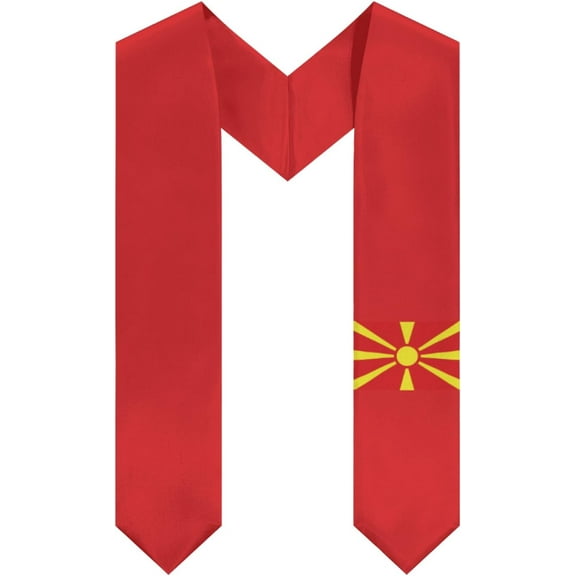 DABOYOZHZH North Macedonia Flag Graduation Stole Shawl Sash Honor For Study Aboard International Students