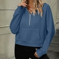 thumbnail image 3 of QUYUON Womens Hoodies Half Zip Long Sleeve Fleece Crop Pullover Sweatshirts with Pockets Soft Lightweight Quarter Zip up Cropped Hooded Sweatshirts Tops Fashion Cute Sweatshirts Dark Blue XXL, 3 of 6