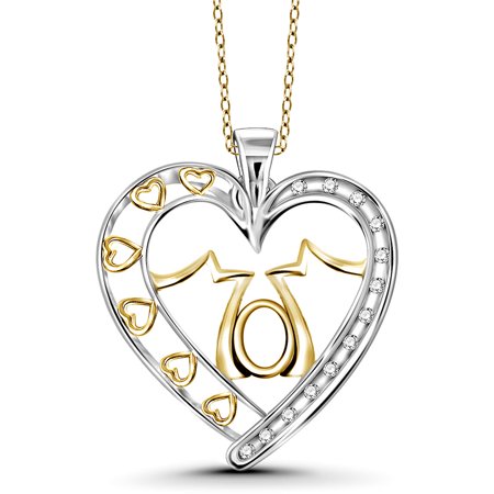 JewelersClub 1/10 Carat T.W. White Diamond Sterling Silver Mom Heart Two-Tone Pendant