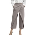 thumbnail image 2 of Utoimkio High Waist Wrap Front Capri Pants for Women Casual Single Button Overlay Cropped Trousers for Women with Side Hand Pockets, 2 of 7