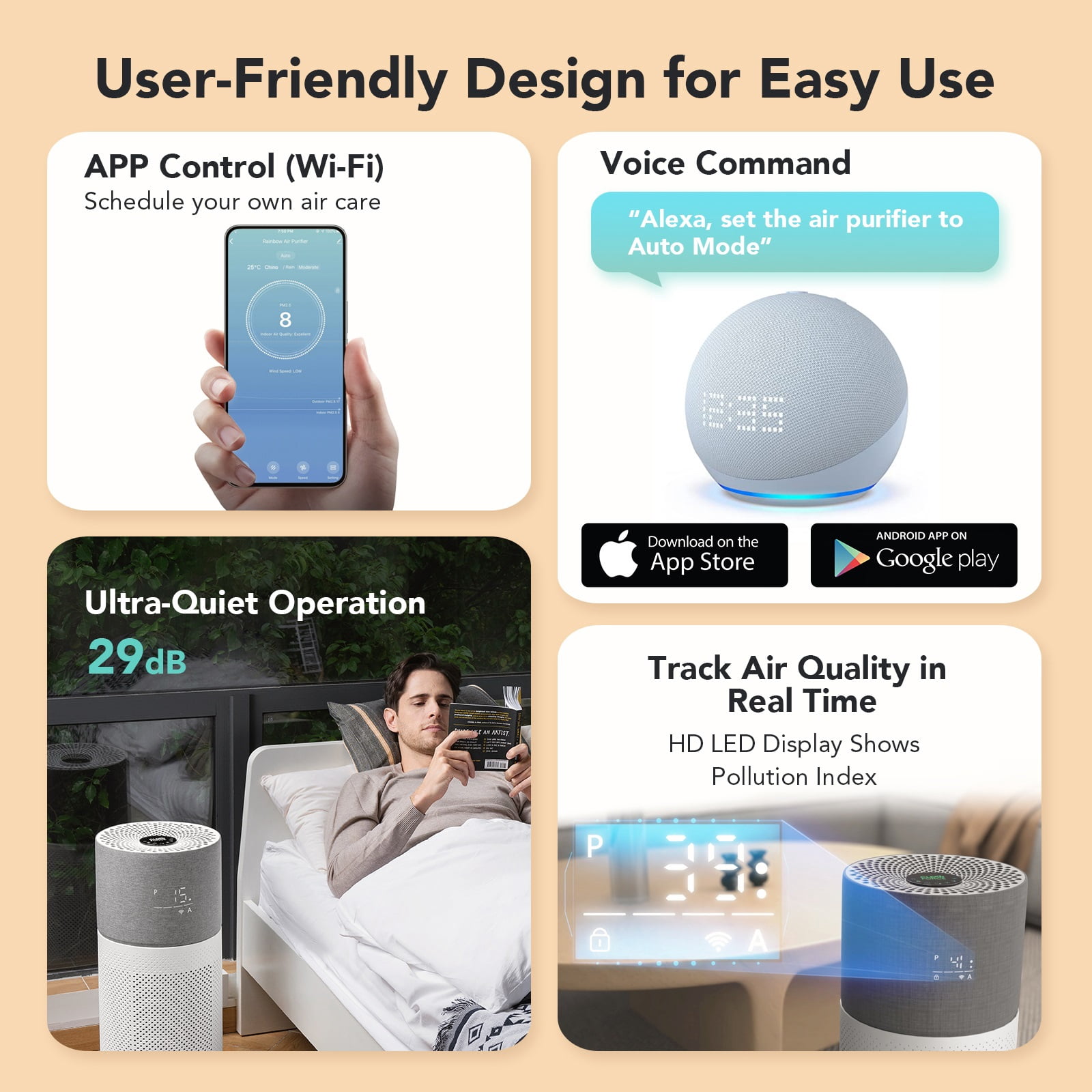 CleanForce Rainbow Series Air purifier for Home Large Room - Green