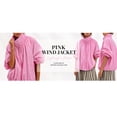 thumbnail image 3 of Oversized Bomber Jacket Women Stand Collar Windbreaker Polyester Fall Utility Coat, 3 of 6