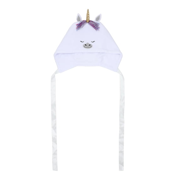 Novelty Beanie 3D Unicorn Hood with Chin Ties Beanie