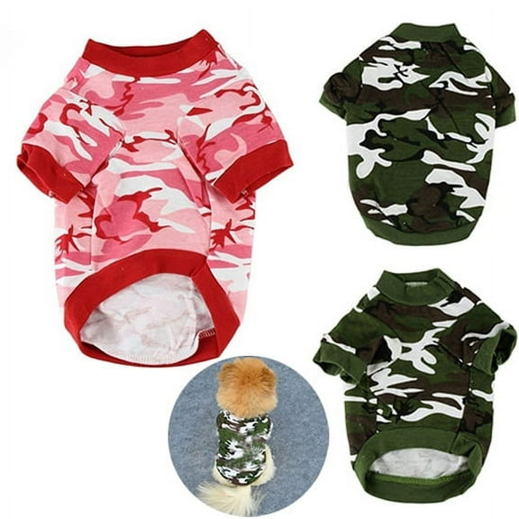 Walbest Dog Clothes Camo Shirts Pet Costume Clothes Comfortable Camouflage Puppy Tee Shirts Sweatshirt Breathable Dog Vest Pet Apparel for Small Medium Dogs Cats, Pink, L