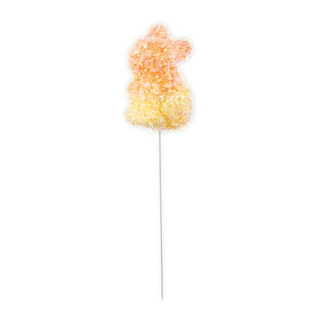 Way to Celebrate Easter Orange and Yellow Ombre Tinsel Bunny 10" Decorative Pick