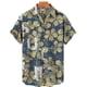 thumbnail image 3 of Camisa hawaiana de lujo para hombre, informal, con estampado de flores en 3D, mangas cortas, talla grande, con múltiples elementos, cuello abatible y botones, 3 of 5
