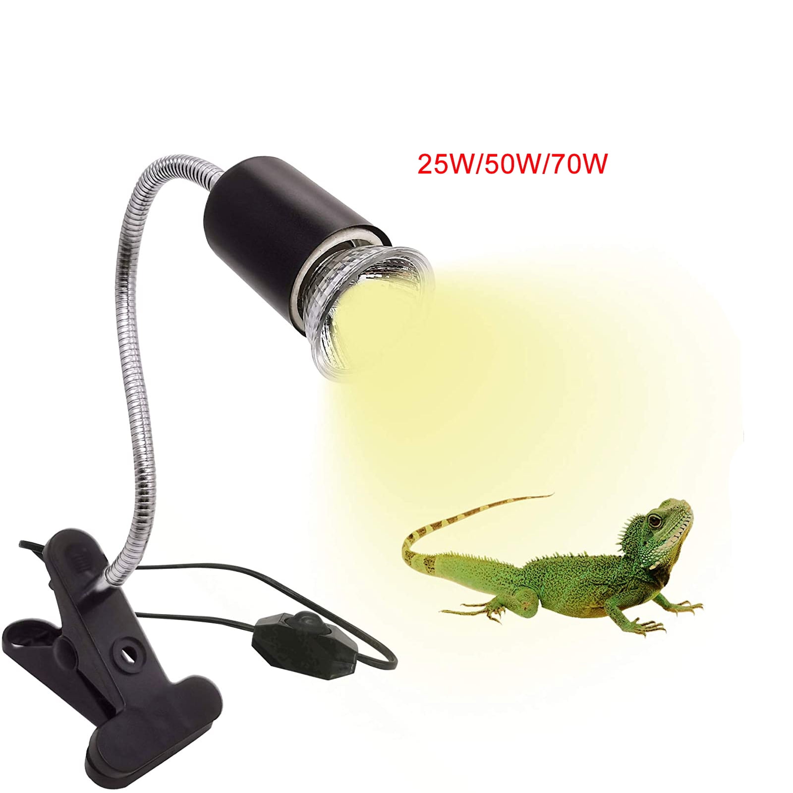 para acuario reptil/lagartos/tortugas/serpientes E27 UVA+UVB Stecto soporte de luz de inmersión de espectro completo con clip giratorio de 360° Soporte para lámpara de calor de tortuga 