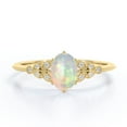 thumbnail image 1 of 1 Carat Oval Cut White Opal And Moissanite - Milgrain Edge - 8 Prong Cathedral - Cluster Engagement Ring - 18K Yellow Gold Plating Over Silver, 1 of 4