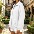 thumbnail image 6 of PRINxy Women's Soft Waffle Knit Long Sleeve Notch Lapel Full Zip Jacket Coat with Large Pockets for Fall Winter Casual White L, 6 of 6