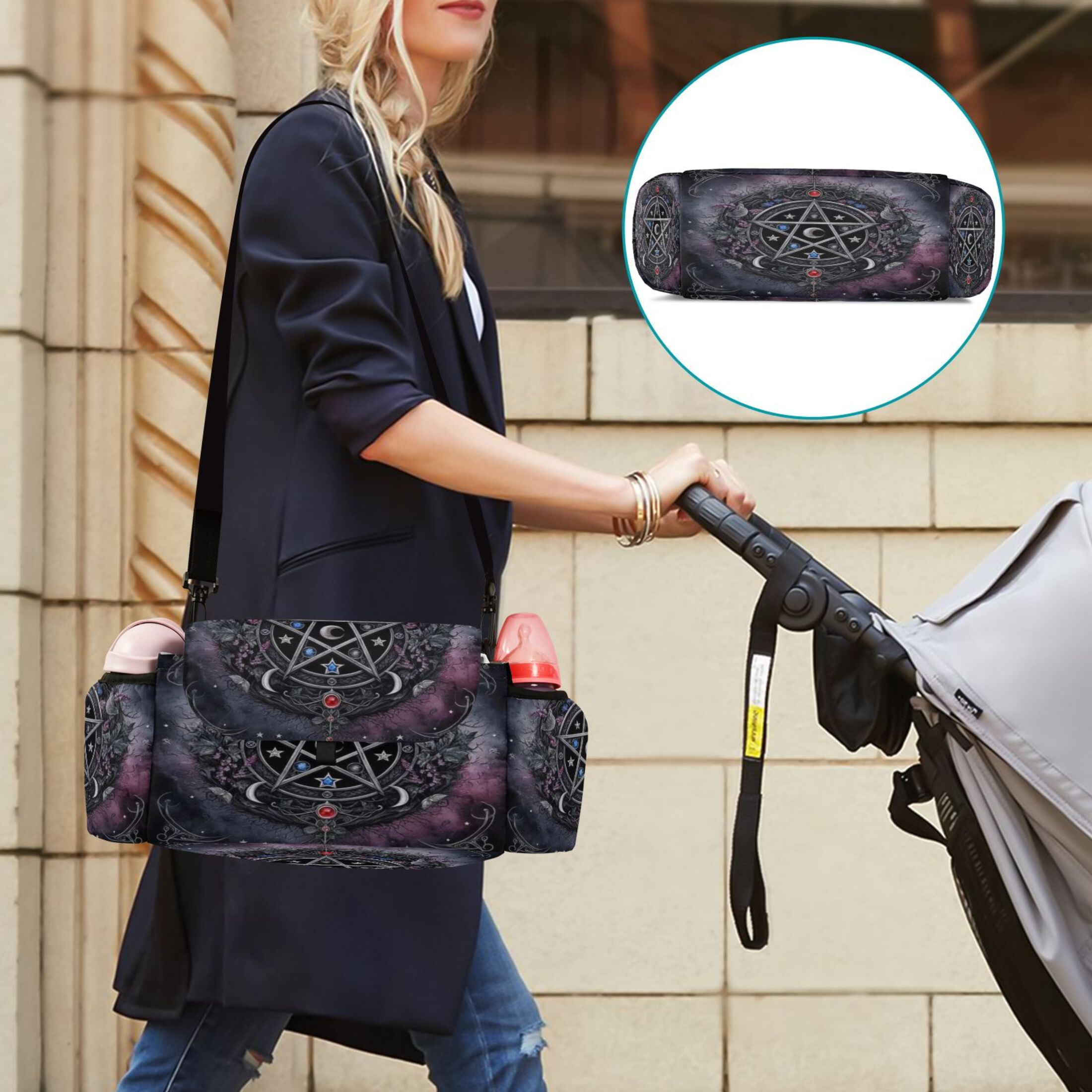 DIXRUYEE Stroller Organizer Mystic Pentagram Printed