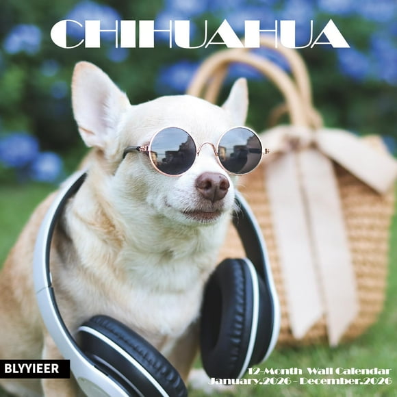 2025-2026 Wall Calendar,Chihuahua Wall Calendar, 12" x 24" Open,Family Planner Calendar Organizer with Chihuahua Images, for Dogs Lovers