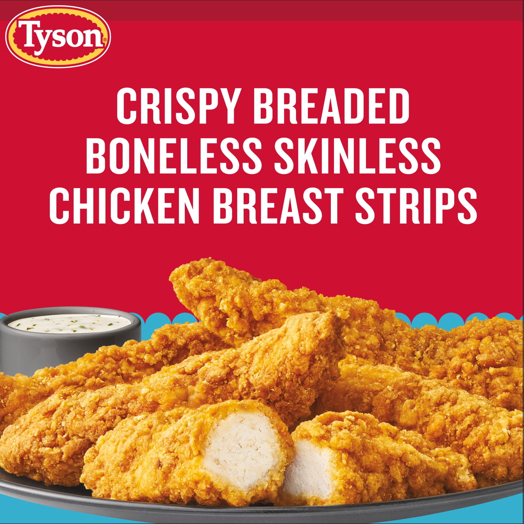 Tyson Frozen Crispy Chicken Breast Strips, 25 oz, 13g Protein per Serving (Fully Cooked)