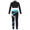thumbnail image 1 of Yeahdor Kids Girls Long Sleeve Crop Top with Color Block Leggings Active Set Skating Workout Sports Suit, 1 of 7