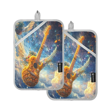 BZSMCE Pot Holder Oven Mitts Cooking baking Pineapple Fly on The Sky Creative Pattern Size:7x9.8in