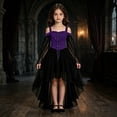 thumbnail image 2 of IWRICH Halloween Dress for Girls Witch Mesh Gothic Fall Maxi Dress off Shoulder Halloween Party Dresses, 2 of 8