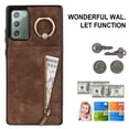 thumbnail image 2 of Nalacover for Samsung Note 20, Wallet RFID Credit Card Holder and Zipper Pocket,Drop Protection Flip Cover Ring Holder Kickstand Double Magnetic Clasp for Samsung Galaxy Note 20, Brown, 2 of 12