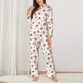 thumbnail image 2 of Balery Lips Kiss Conjunto de Pijama con Estampado para Mujer, Conjunto de Dos Piezas con Manga Larga, Ropa de Dormir Suave con Bolsillos, Pijamas Cómodos-Small, 2 of 7