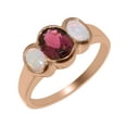 thumbnail image 1 of LBG British Made Traditional Solid 9k Rose Gold Ring with Natural Garnet & Opal Womens Promise Ring - 33 size options - Size 4.25, 1 of 6