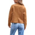 thumbnail image 3 of Women Faux Leather Jackets Suede Fall Fashion Outfits Winter Clothes Open Front Cropped Coat Outwear Brown S, 3 of 8